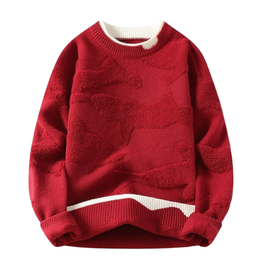 Pull avec motif texturé dans un style abstrait