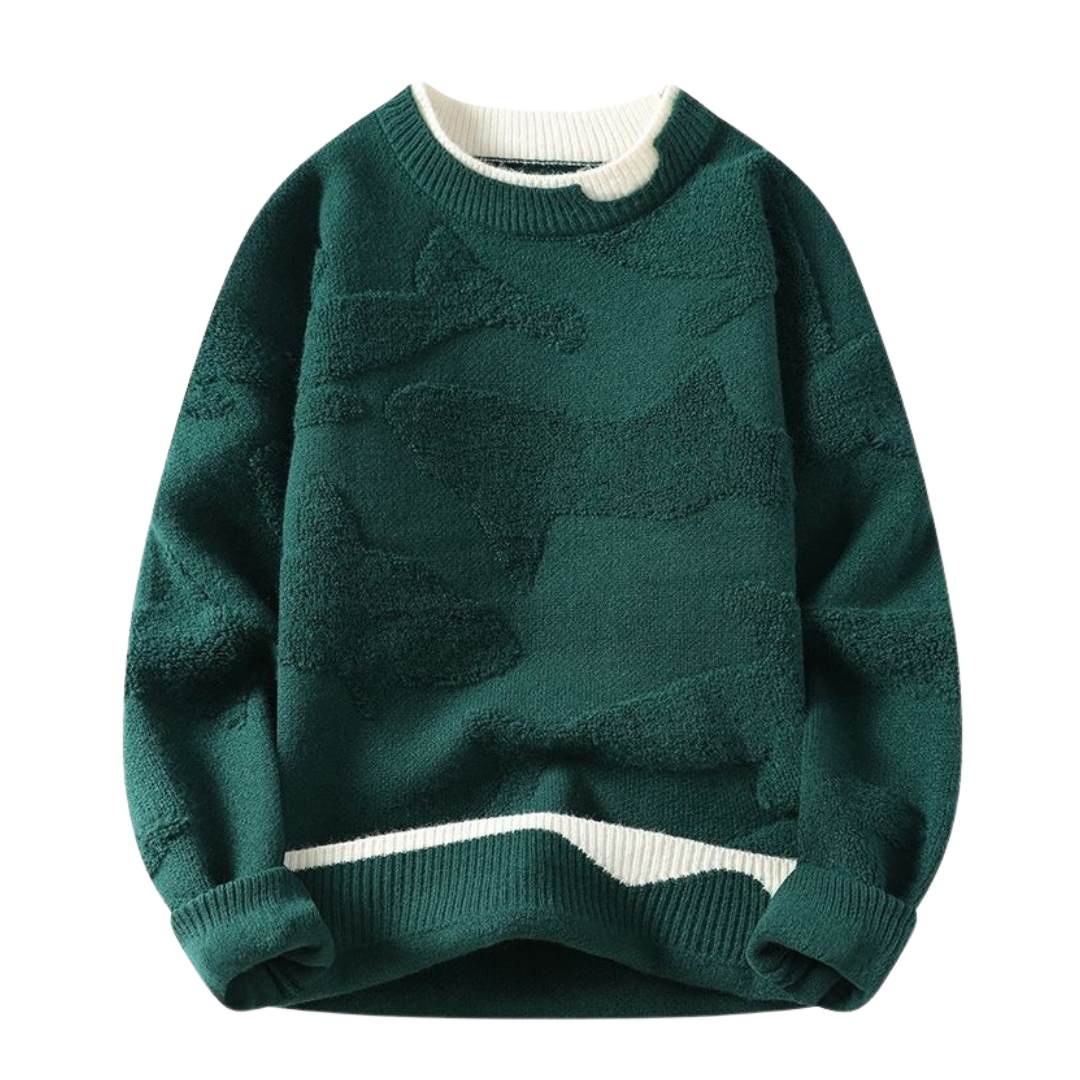 Pull avec motif texturé dans un style abstrait