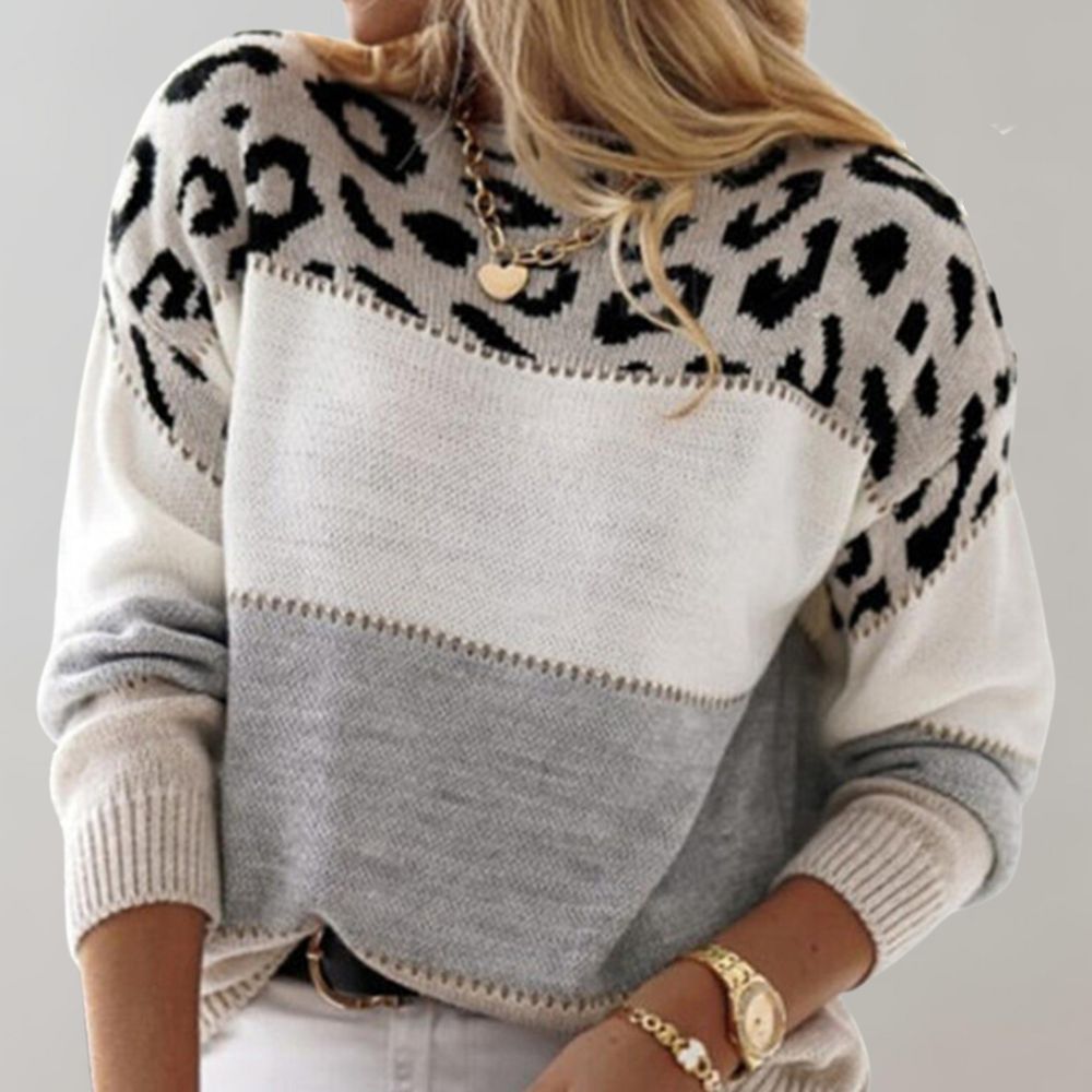 Diane | Leopard Accent Knit Sweater