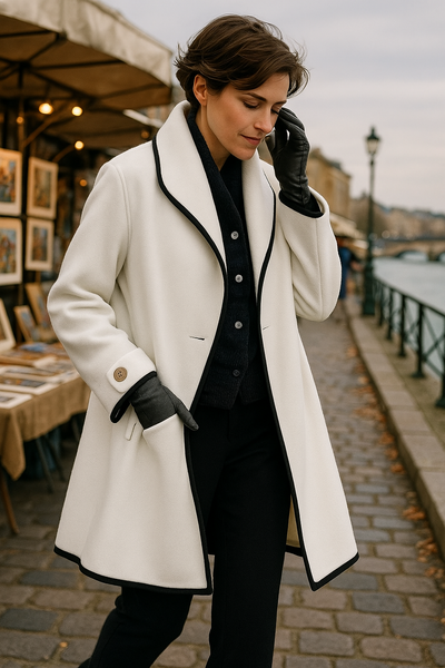 Naya | Manteau chic à col contrasté pour femme