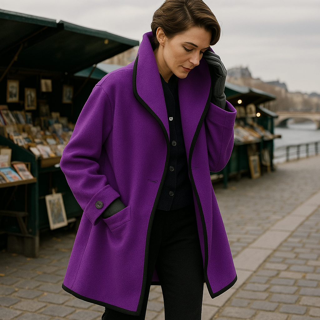 Naya | Manteau chic à col contrasté pour femme