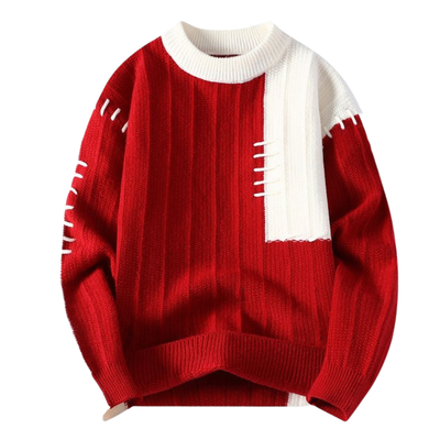 Pull avec Accent de Couture en Deux Couleurs