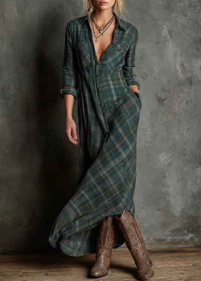 Rose ~ robe longue à carreaux