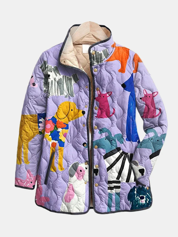 Rhea | Veste Matelassée Décontractée avec Imprimé de Chien