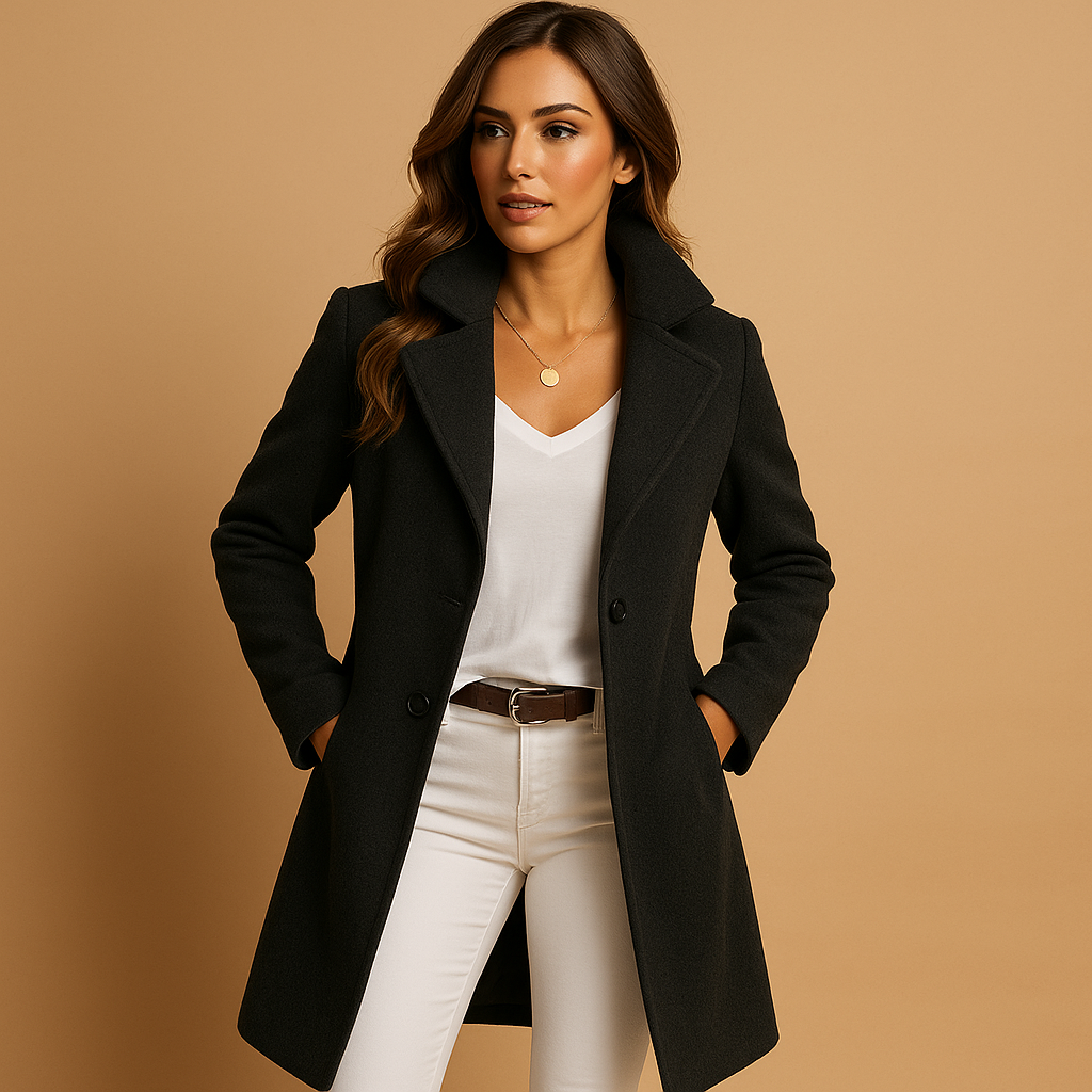 Juline | Manteau Long Chaud et Élégant à Coupe Structurée pour Femme